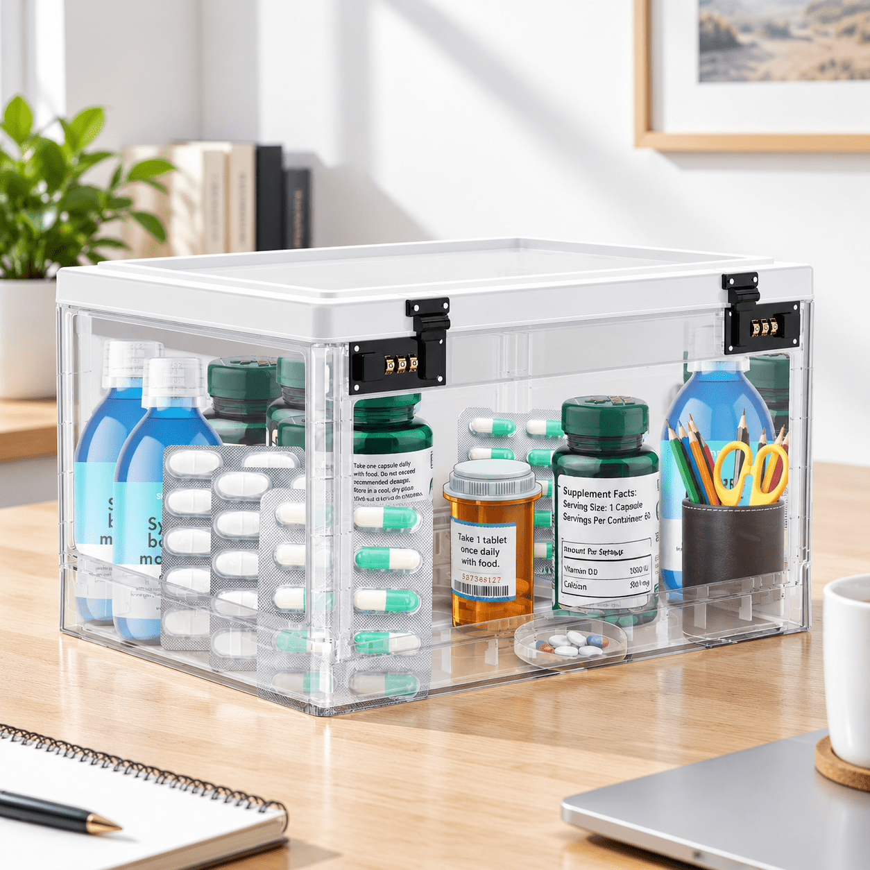 Clear Lockable Storage Box, Extra Large, 15.98 x 11.85 x 2.91 Inches ...