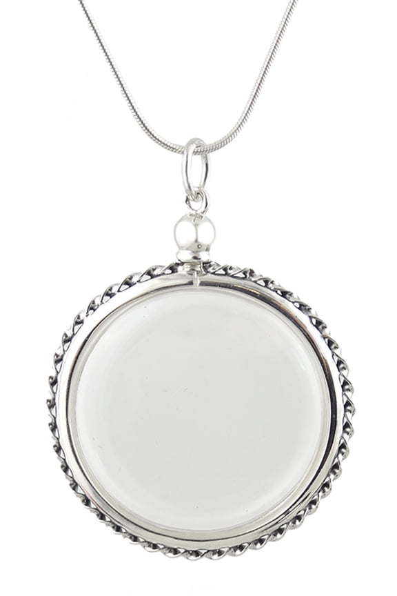 Clear Locket - 925 Sterling Silver - Cherished Items Keepsakes Floating Locket, 18" Snake Chain