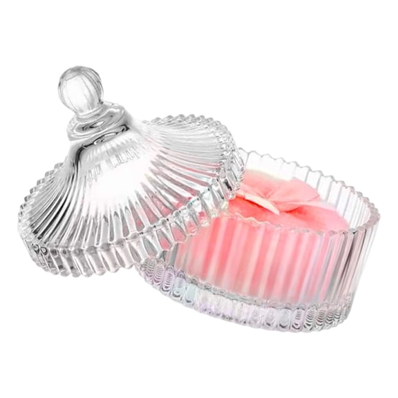 Clear Long Pile Powder Puff Holder Bathroom Vanity Storage Jar