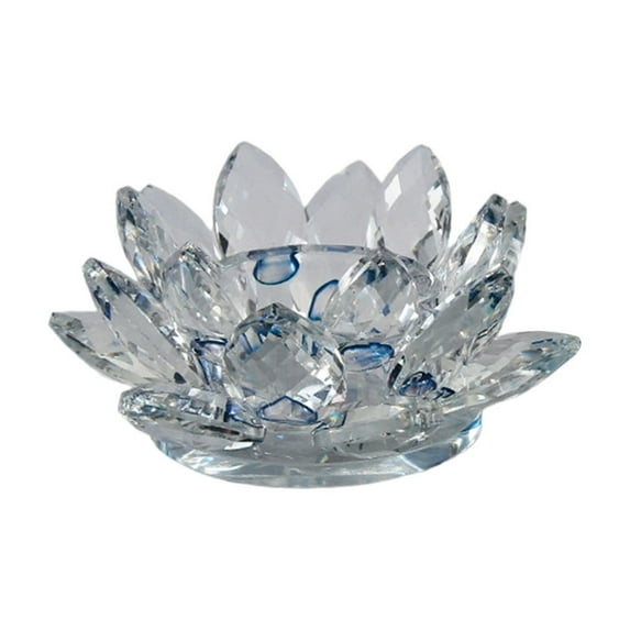 Clear Lotus Candle Holder, Crystal Glass Material, Blue Pink Red Clear Color Options, Flower Shape Tealight Holder, for Christmas, Home, Wedding Decorations