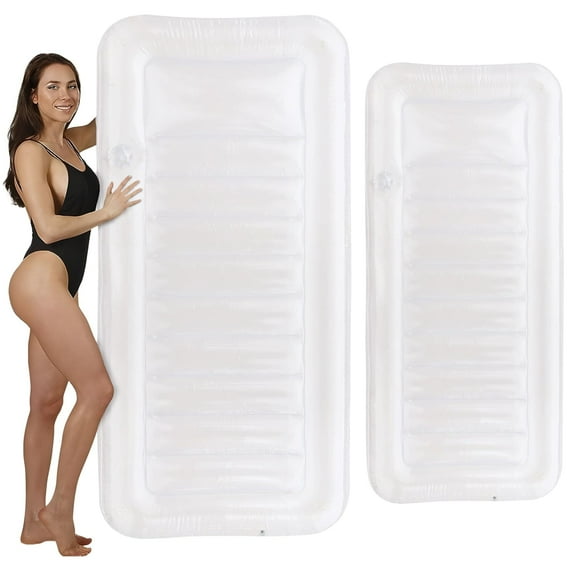 Clear Lounger by LÔTELI - Transparent Inflatable Chaise Pool Float for Adults - Minimal Aesthetic for Pool Parties, Summer Fun & Ultimate Relaxation - Durable & Easy to Inflate - Cup Holder (2)