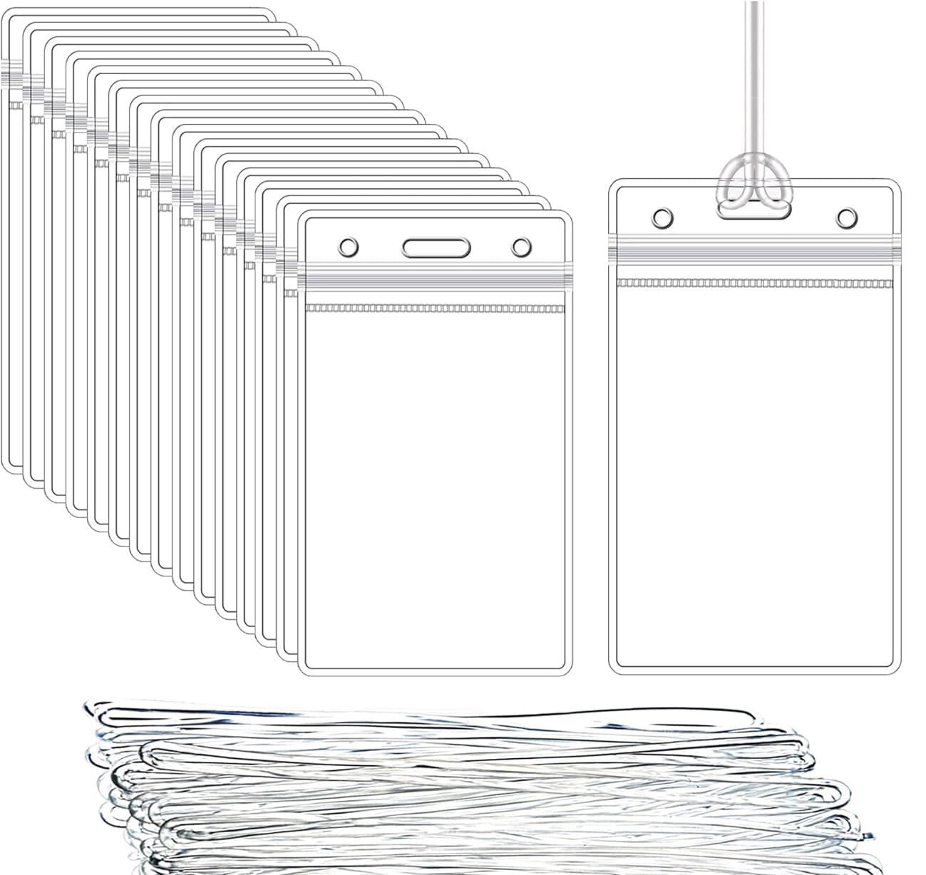 Clear Luggage Tags Bag Tags Holder Identification ID Card Badge Holder with Clear Luggage Tag Loop Straps for Business Travel and Office Supplies