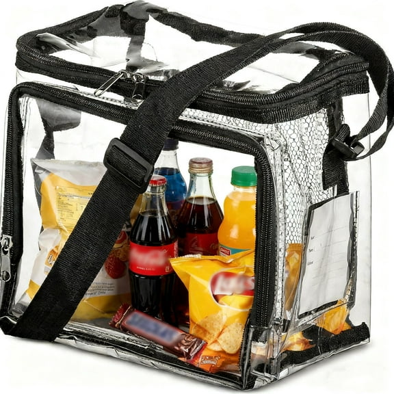 Clear Lunch Bag- 10.6x6.9x9.25 inch Plastic Transparent Lunch Tote Stadium Bags See Through for Womem and Men
