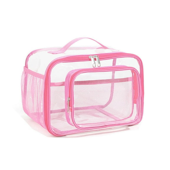 Clear Lunch Bag Transparent See Through Lunch Box, Clear Lunch Box, Plastic Lunch Box, Double tote Black Stadium Approved