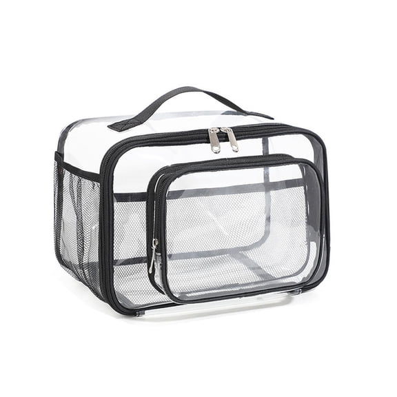 Clear Lunch Bag Transparent See Through Lunch Box, Clear Lunch Box, Plastic Lunch Box, Double tote Black Stadium Approved