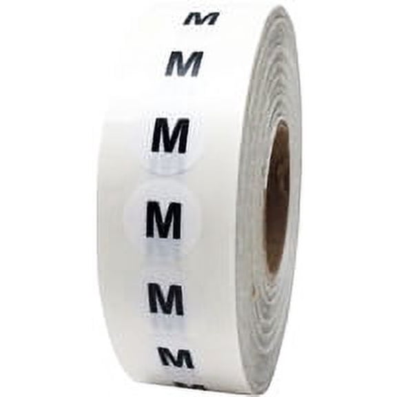 Clear M Clothing Size Strip Stickers | 0.75" x 4" Inches | 200 Pack