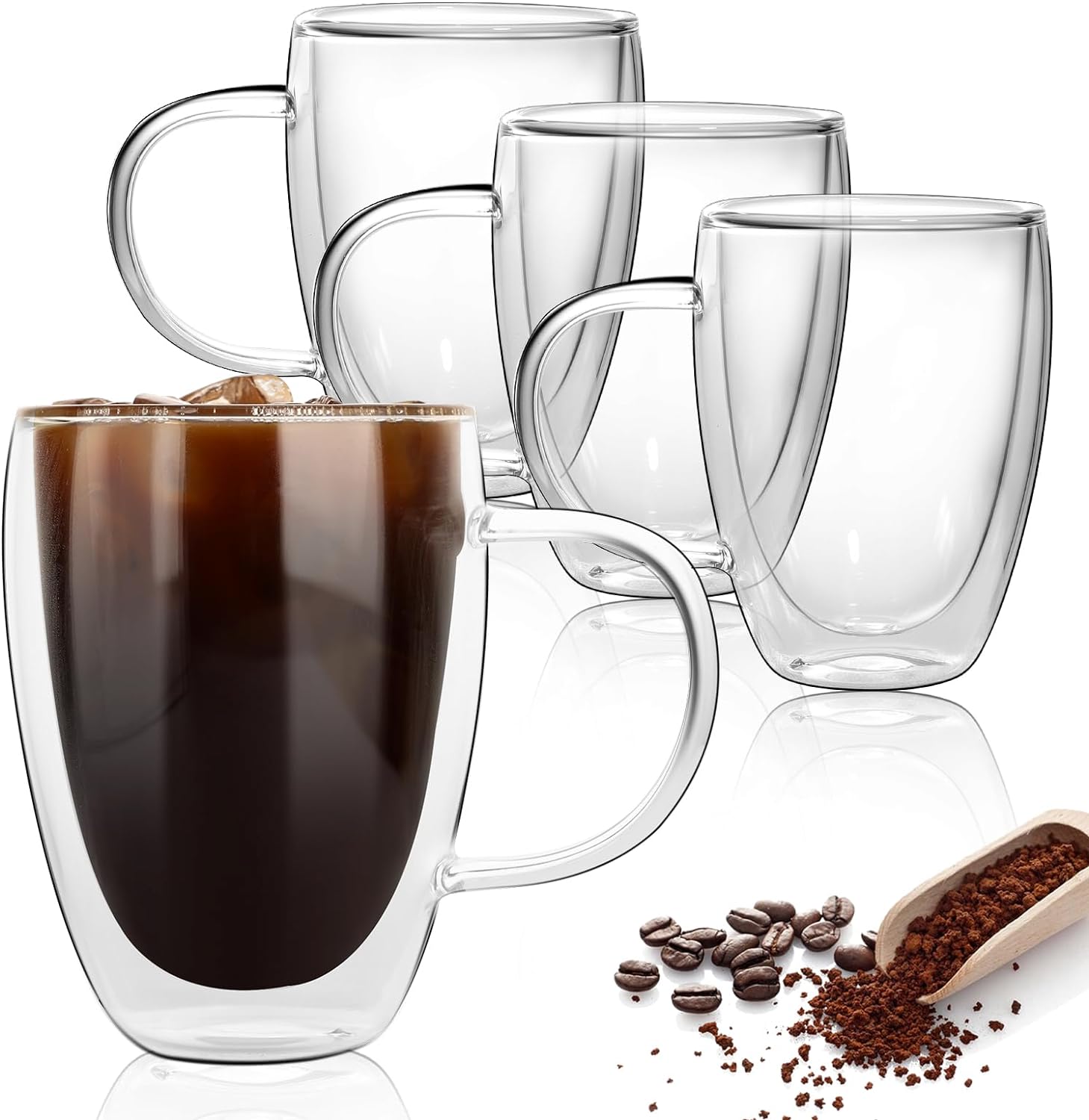 Clear Magic Double Wall Glass Coffee Mugs With Handle Arthritis 