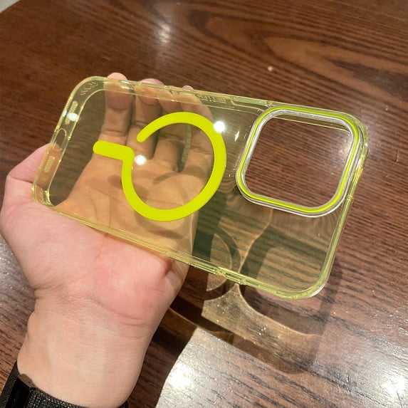 Clear Magnetic Case Cover for Apple iPhone 13, Compatible with Magsafe Slim Fit Not-Yellowing Drop Protection Rugged Bumper Minimalist Phone Case for iPhone 13, Yellow
