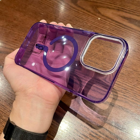 Clear Magnetic Case Cover for Apple iPhone 16 Plus, Compatible with Magsafe Slim Fit Not-Yellowing Drop Protection Rugged Bumper Minimalist Phone Case for iPhone 16 Plus, Purple