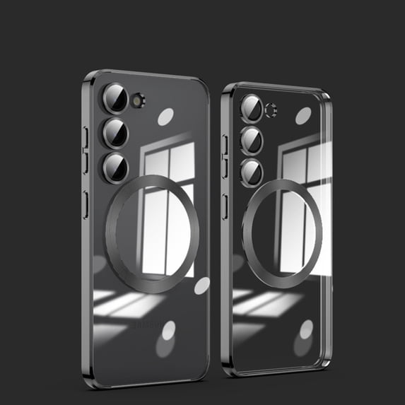 Clear Magnetic Case for Samsung Galaxy S24 FE with Camera Lens Protector, Shockproof Cushion Anti-Scratches Non-Yellowing Cover Compatible with Mag-Safe Transparent Phone Case, Black