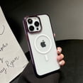 thumbnail image 1 of Clear Magnetic Case for iPhone 13 Pro, Rugged PC+TPU Hybrid High-Transparency Shockproof Slim Cover Compatible with MagSafe Wireless Charging Case for iPhone 13 Pro,Purple, 1 of 7