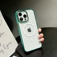 thumbnail image 1 of Clear Magnetic Case for iPhone 13 Pro, Rugged PC+TPU Hybrid High-Transparency Shockproof Slim Cover Compatible with MagSafe Wireless Charging Case for iPhone 13 Pro,Green, 1 of 7