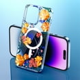 thumbnail image 1 of Clear Magnetic Case for iPhone 14 Plus High-Transparency Floral Flower Design Cover, Compatible with MagSafe Wireless Charging Slim Lightweight Shockproof Case,Orange Flower, 1 of 4