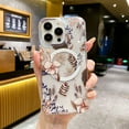 thumbnail image 1 of Clear Magnetic Case for iPhone 15 Pro Max High-Transparency Floral Flower Design Cover, Compatible with MagSafe Wireless Charging Slim Lightweight Shockproof Case, Pink Flower, 1 of 1