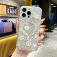 thumbnail image 1 of Clear Magnetic Case for iPhone 16 Pro Max, Support Wireless Charging MagSafe, for iPhone 16 Pro Max Frosted Flower Pattern Cover, Hybrid Rugged PC + TPU Shockproof Case, Pattern-E, 1 of 5