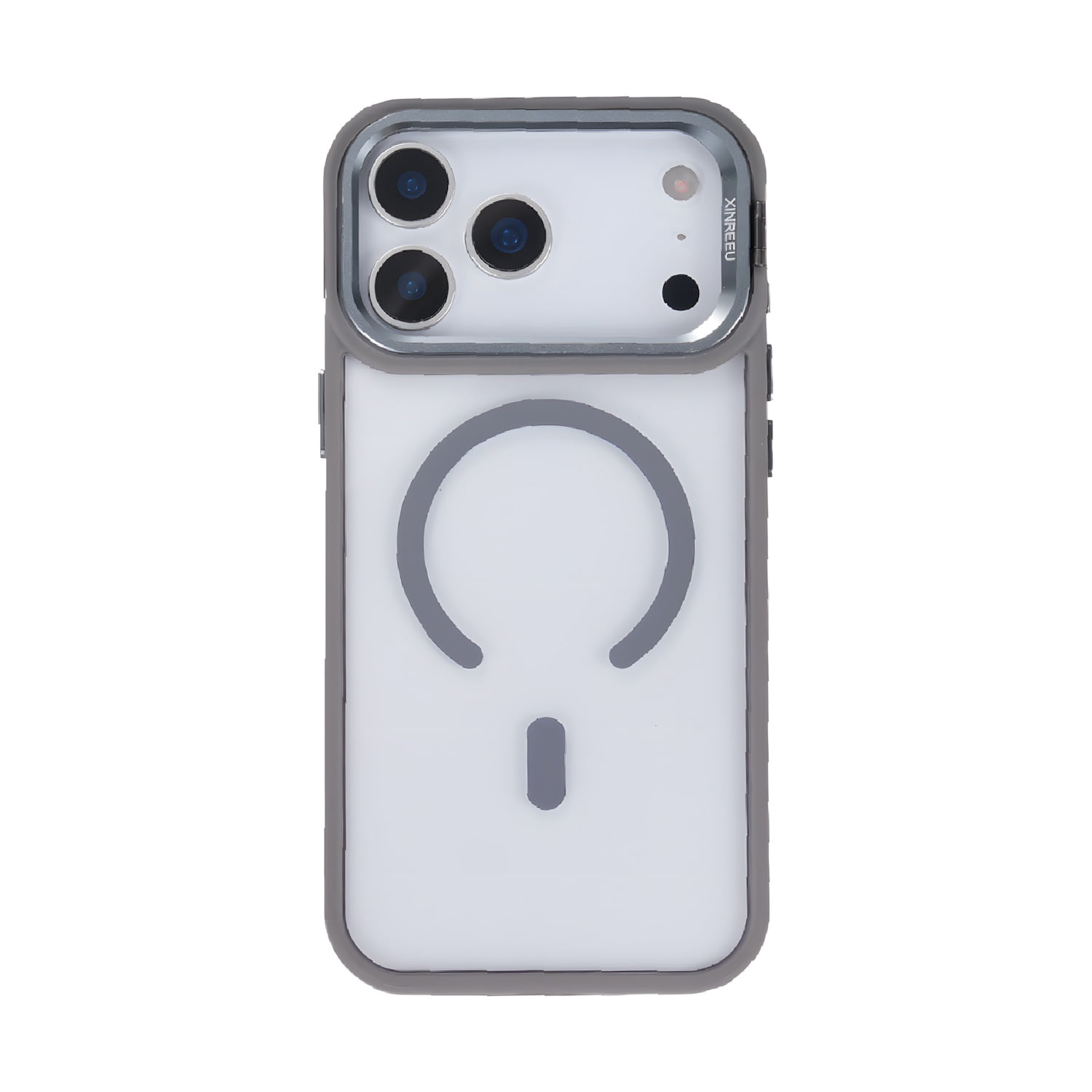 Clear Magnetic Case with Camera Stand for iPhone 17 Pro Max - Gray