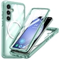 thumbnail image 1 of Clear Magnetic Cover Case for Apple Samsung Galaxy S24, with Built-in Tempered Glass Screen Protector, [Compatible with Magsafe] Full Body Rugged Shockproof Case for Samsung Galaxy S24, Green, 1 of 5