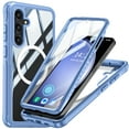 thumbnail image 1 of Clear Magnetic Cover Case for Apple Samsung Galaxy S24, with Built-in Tempered Glass Screen Protector, [Compatible with Magsafe] Full Body Rugged Shockproof Case for Samsung Galaxy S24, Blue, 1 of 5