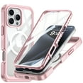 thumbnail image 1 of Clear Magnetic Cover Case for Apple iPhone 16 Pro Max, with Built-in Tempered Glass Screen Protector, [Compatible with Magsafe] Full Body Rugged Shockproof Phone Case for iPhone 16 Pro Max, Pink, 1 of 4