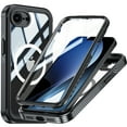 thumbnail image 1 of Clear Magnetic Cover Case for Apple iPhone 16e, with Built-in Tempered Glass Screen Protector, [Compatible with Magsafe] Full Body Rugged Shockproof Phone Case for iPhone 16e, Black, 1 of 8