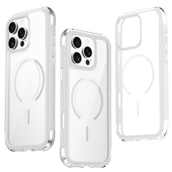 Clear Magnetic Phone Case For iPhone 16 Pro, MagSafe Compatible Shockproof Transparent Cover with Reinforced Corners, Anti-Yellow Protective Bumper Case For iPhone 16 Pro, Transparent