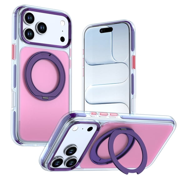 Clear Magnetic Phone Case for iPhone 18 Pro Max, Transparent Shockproof Cover, Wireless Charging Compatible, Iridescent Pearl Accent, Raised Camera & Screen Protection, Slim TPU,Purple