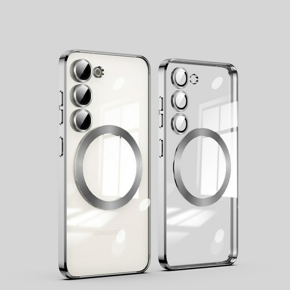 Clear Magnetic for Samsung Galaxy S23 Plus Case with Lens Protection, Compatible with Magsafe, Military-Grade Protection, Yellowing Resistant, Scratch-Resistant Back Shockproof Slim Case,Silver