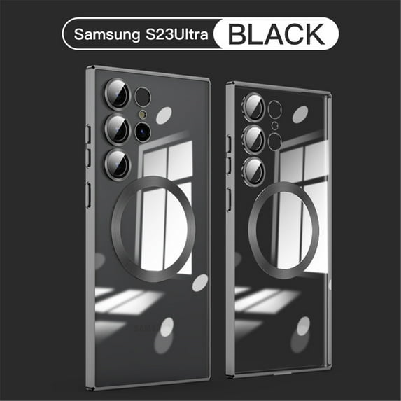 Clear Magnetic for Samsung Galaxy S23 Ultra Case with Lens Protection, Compatible with Magsafe, Military-Grade Protection, Yellowing Resistant, Scratch-Resistant Back Shockproof Case,Black