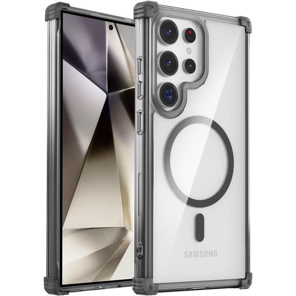 Clear Magnetic for Samsung Galaxy S24 Plus Case[Compatible with MagSafe][Military Grade Protection] Anti-Yellowing Scratch-Resistant Slim Soft TPU Back Shockproof Case, Black