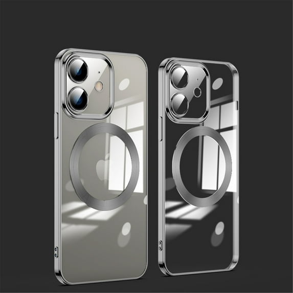 Clear Magnetic for iPhone 12 Case with Lens Protection, Compatible with Magsafe, Military-Grade Protection, Yellowing Resistant, Scratch-Resistant Back, Shockproof Slim Phone Case,Black