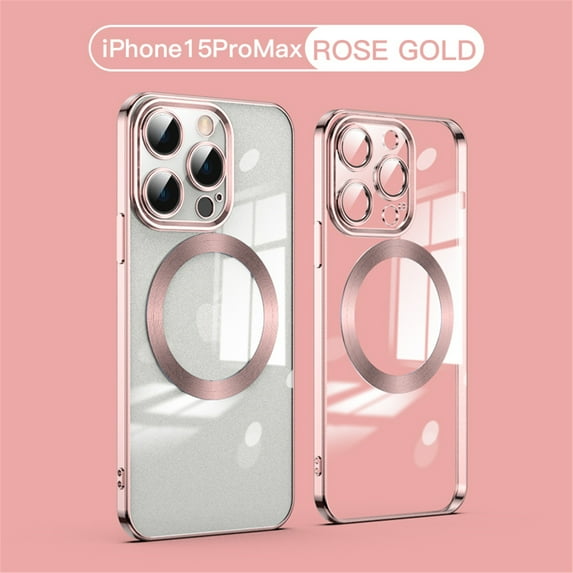Clear Magnetic for iPhone 12 Pro Max Case with Lens Protection, Compatible with Magsafe, Military-Grade Protection, Yellowing Resistant, Scratch-Resistant Back, Shockproof Slim Phone Case,Rosegold