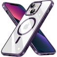 thumbnail image 1 of Clear Magnetic for iPhone 13 Case, Compatible with MagSafe, [Not Yellowing] [Military Grade Protection] Slim Transparent Silicone Anti-Scratch Shockproof Phone Case for 13, Dark Purple, 1 of 12