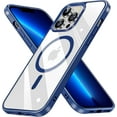 thumbnail image 1 of Clear Magnetic for iPhone 13 Pro Case, Compatible with MagSafe, [Not Yellowing] [Military Grade Protection] Slim Transparent Silicone Anti-Scratch Shockproof Phone Case for 13 Pro, Navy Blue, 1 of 12