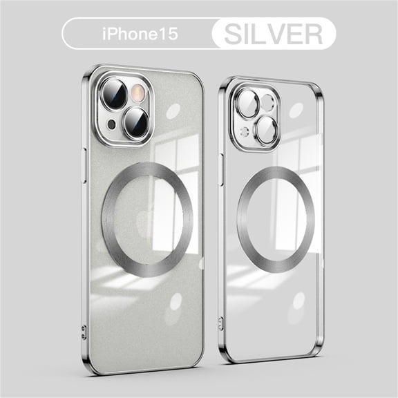 Clear Magnetic for iPhone 14 Case with Lens Protection, Compatible with Magsafe, Military-Grade Protection, Yellowing Resistant, Scratch-Resistant Back, Shockproof Slim Phone Case,Silver