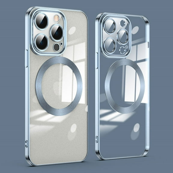 Clear Magnetic for iPhone 16 Pro Case with Lens Protection, Compatible with Magsafe, Military-Grade Protection, Yellowing Resistant, Scratch-Resistant Back, Shockproof Slim Phone Case,Blue