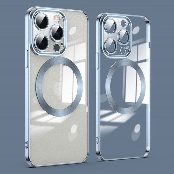 Clear Magnetic for iPhone 16 Pro Max Case with Lens Protection, Compatible with Magsafe, Military-Grade Protection, Yellowing Resistant, Scratch-Resistant Back, Shockproof Slim Phone Case,Blue