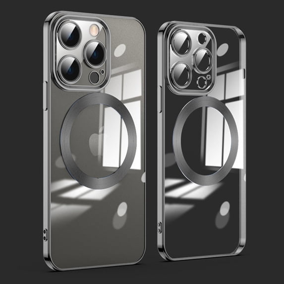 Clear Magnetic for iPhone 16 Pro Max Case with Lens Protection, Compatible with Magsafe, Military-Grade Protection, Yellowing Resistant, Scratch-Resistant Back, Shockproof Slim Phone Case,Black
