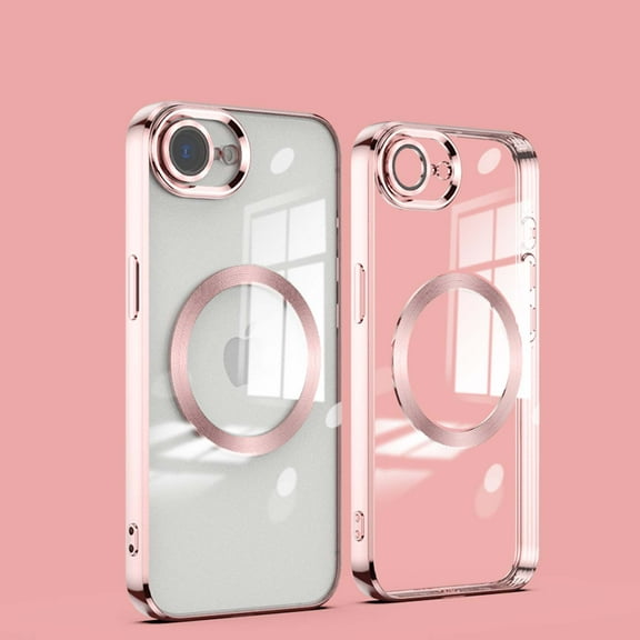 Clear Magnetic for iPhone 16e Case with Lens Protection, Compatible with Magsafe, Military-Grade Protection, Yellowing Resistant, Scratch-Resistant Back, Shockproof Slim Phone Case,Rosegold