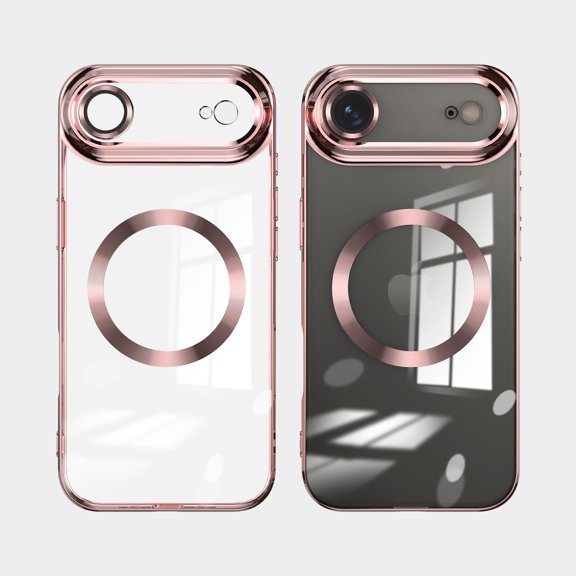 Clear Magnetic for iPhone Air Case with Lens Protection, Compatible with Magsafe, Military-Grade Protection, Yellowing Resistant, Scratch-Resistant Back, Shockproof Case,Rosegold