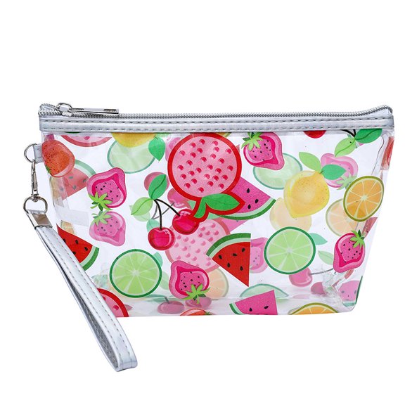 Clear Make Up Bag for Woman,Waterproof Bathroom Toiletry Bagļ¼Fruit Pattern Cosmetic Bag with Zipper Handle Portable Makeup Pouch Watermelon