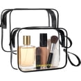 thumbnail image 1 of Clear Makeup Bag,2 Pack TSA Approved Toiletry Bag Travel Hanging Cosmetic bag for Women Men (Black)., 1 of 4