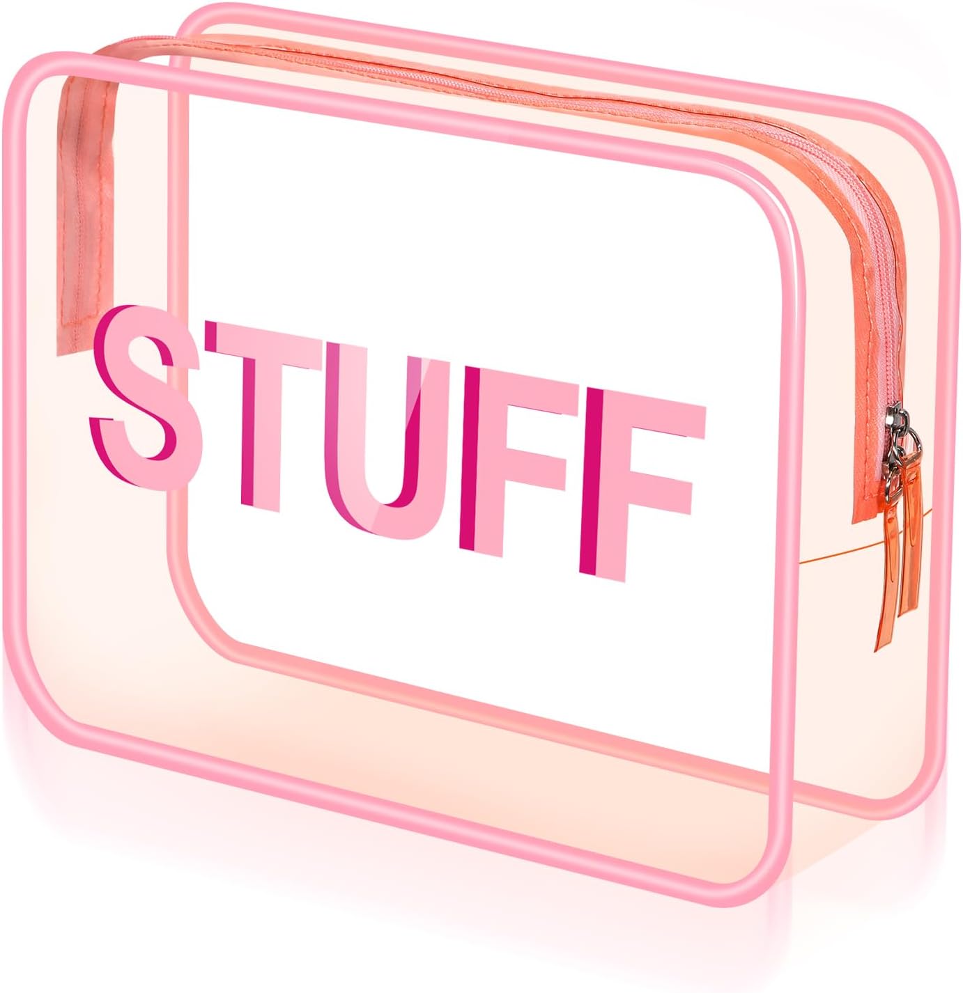 Clear Makeup Bag 9.4"x7"x3.5" Pink Travel Toiletry Bag Large Cosmetic