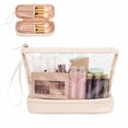 thumbnail image 1 of Clear Makeup Bag, Cream Small Cosmetic Bag Travel Makeup Bag for Women TSA Approved Toiletry Bag Portable Makeup Pouch, 1 of 8