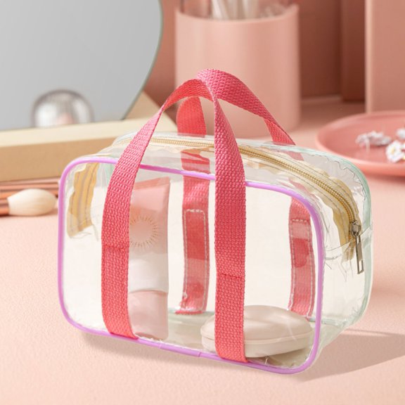Clear Makeup Bag Portable Airplane Cosmetic Pouch Water-Resistant Makeup Bag with Zipper for Airplane Airport School Work Gym Beach Vacation Party Concert Festival Stadium convenient