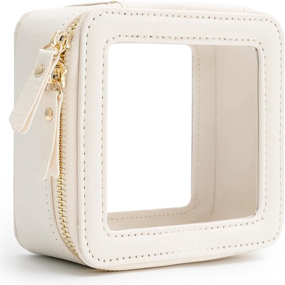 Clear Makeup Bag Small, Mini Travel Toiletry Bag Cosmetic Bags Organizer, TSA Approved Clear Makeup Case Pouch with Zipper, Car Essentials for Women Men(Mini-White)