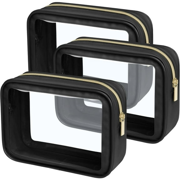 Clear Makeup Bag - TSA Approved Toiletry Bag for Carry- & Checked Luggage, Water Resistant Storage Organizer with Reinforced Seams