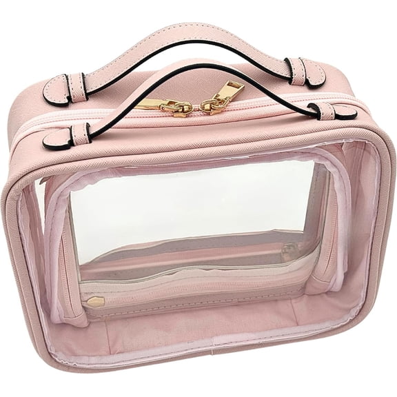 Clear Makeup Bag Toiletry Bag for Women Case Large Capacity Travel Make Up Bag Organizer Transparent Storage Compartment TSA Approved