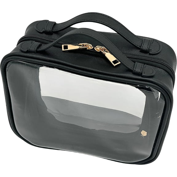 Clear Makeup Bag Toiletry Bag for Women Cosmetic Case Large Capacity Travel Make Up Bag Organizer Transparent Storage Compartment TSA Approved