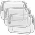 thumbnail image 1 of Clear Makeup Bag,Waterproof TSA Approved Toiletry Bag Quart Size Bag,Clear Makeup Bags with Zipper Travel Cosmetic Bag,Carry on Airport Airline Compliant Bag,3 Pack,Grey, 1 of 6