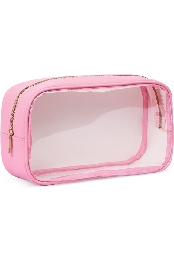 Clear Makeup Bag with Zipper, Clear Toiletry Bag for Cosmetics, Travel Accessories Organizer, Preppy Makeup Pouch for Purse, Gifts for Women & Teen Girls